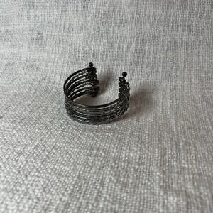 Vintage Multi Layer Wrapped Wire Cuff Bracelet‎ Dark Silver Bronze Tone Grunge